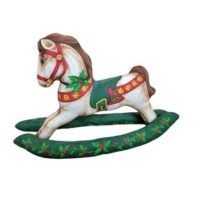Christmas Rocking Horse Crankston Vintage 1980s Fabric Handmade